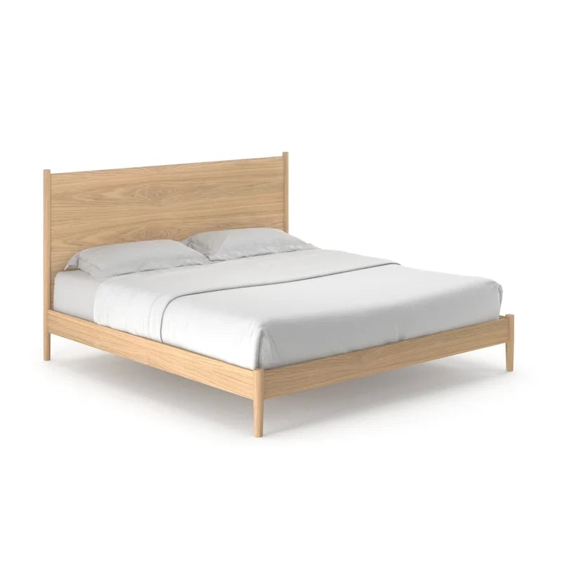 Lit double (King size) scandinave – Tête de lit à panneaux et lattes en bois, 3 finitions