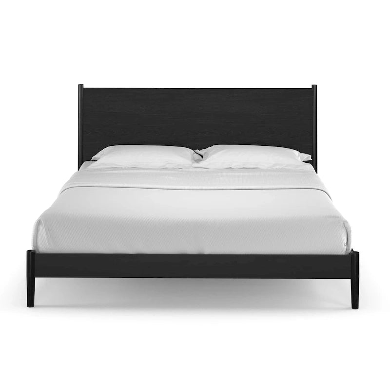 Lit double (King size) scandinave – Tête de lit à panneaux et lattes en bois, 3 finitions