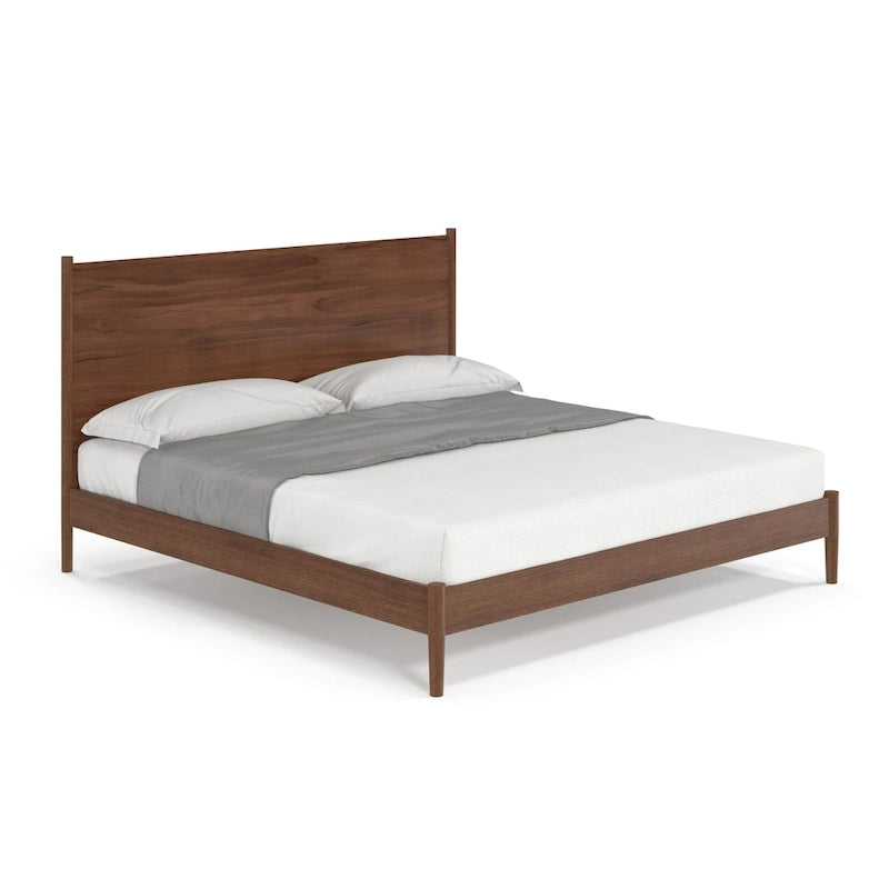 Lit double (King size) scandinave – Tête de lit à panneaux et lattes en bois, 3 finitions