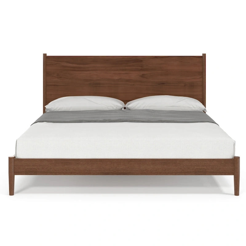 Lit double (King size) scandinave – Tête de lit à panneaux et lattes en bois, 3 finitions