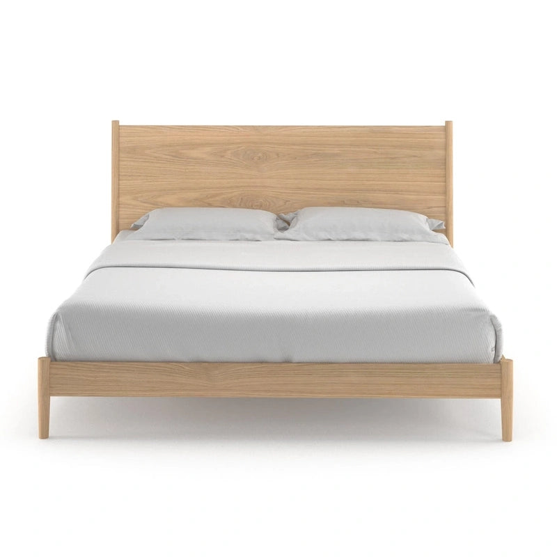 Lit double (King size) scandinave – Tête de lit à panneaux et lattes en bois, 3 finitions