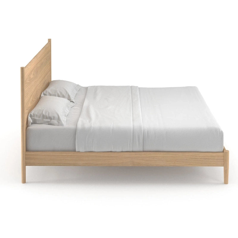 Lit double (King size) scandinave – Tête de lit à panneaux et lattes en bois, 3 finitions