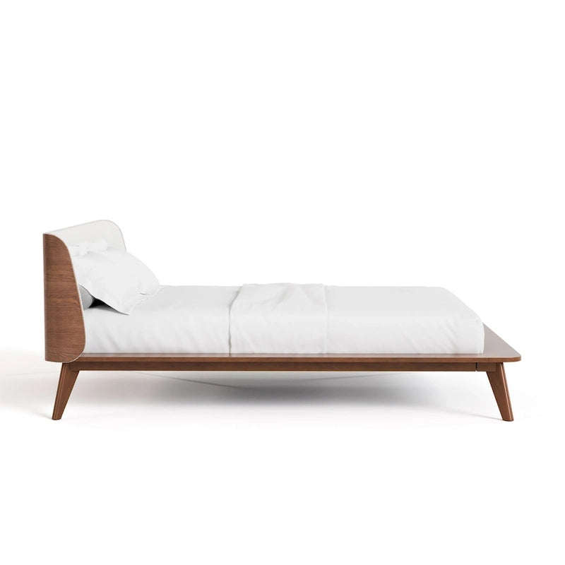 Lit plateforme bas Mid-Century Modern Boucle Wingback