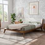 Lit plateforme bas Mid-Century Modern Boucle Wingback