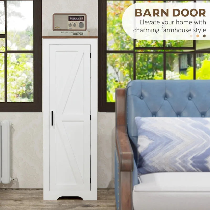 Meuble de rangement de style ferme HOMCOM avec étagère réglable, meuble de rangement de salle de bain compact à porte coulissante unique pour salon