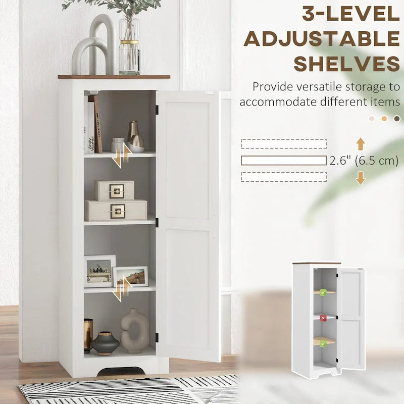 Meuble de rangement de style ferme HOMCOM avec étagère réglable, meuble de rangement de salle de bain compact à porte coulissante unique pour salon