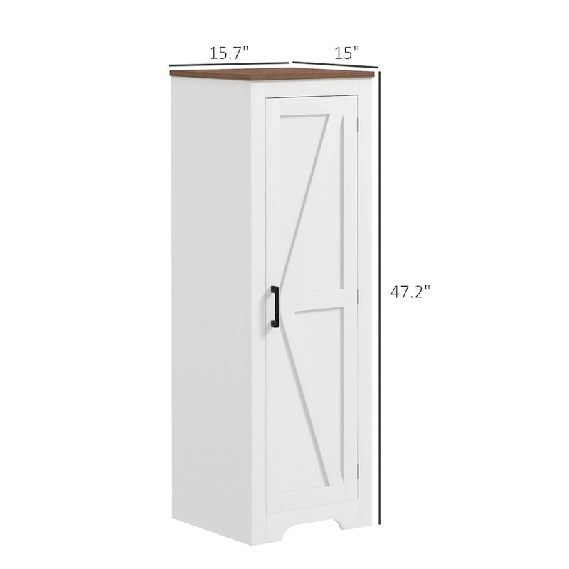 Meuble de rangement de style ferme HOMCOM avec étagère réglable, meuble de rangement de salle de bain compact à porte coulissante unique pour salon