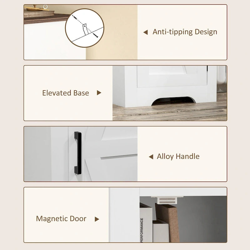Meuble de rangement de style ferme HOMCOM avec étagère réglable, meuble de rangement de salle de bain compact à porte coulissante unique pour salon