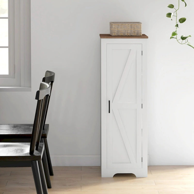 Meuble de rangement de style ferme HOMCOM avec étagère réglable, meuble de rangement de salle de bain compact à porte coulissante unique pour salon