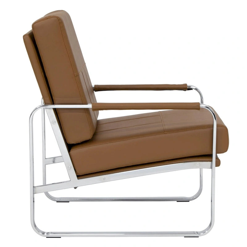 Fauteuil d'appoint moderne Allure Metal & Blended Leather – Siège contemporain
