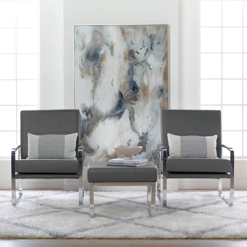 Fauteuil d'appoint moderne Allure Metal & Blended Leather – Siège contemporain