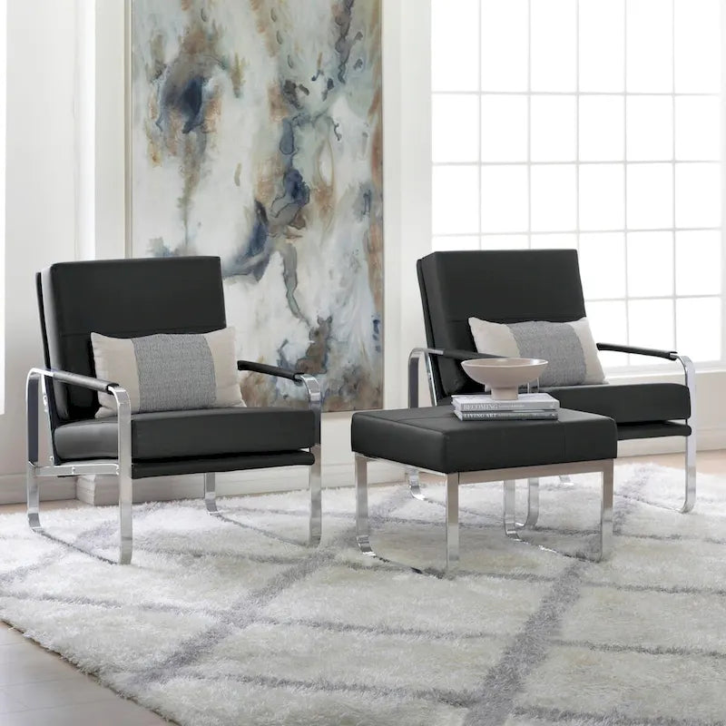 Fauteuil d'appoint moderne Allure Metal & Blended Leather – Siège contemporain