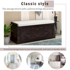 Banc à chaussures avec rangement, 4 portes et étagères réglables, coussin amovible