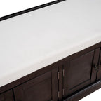 Banc à chaussures avec rangement, 4 portes et étagères réglables, coussin amovible