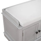 Banc à chaussures avec rangement, 4 portes et étagères réglables, coussin amovible