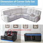 Canapé d'angle inclinable électrique avec lumière LED, fauteuil inclinable en similicuir, en forme de L, porte-gobelet, port USB pour salon, noir