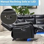 Canapé d'angle inclinable électrique avec lumière LED, fauteuil inclinable en similicuir, en forme de L, porte-gobelet, port USB pour salon, noir