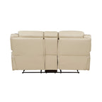 Causeuse inclinable manuelle double Millie de 193 cm, porte-gobelet, similicuir beige