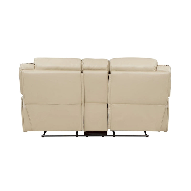 Causeuse inclinable manuelle double Millie de 193 cm, porte-gobelet, similicuir beige