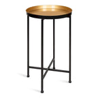 Table d'appoint pliante plateau rond en métal Celia – 14"x14"x25.75"