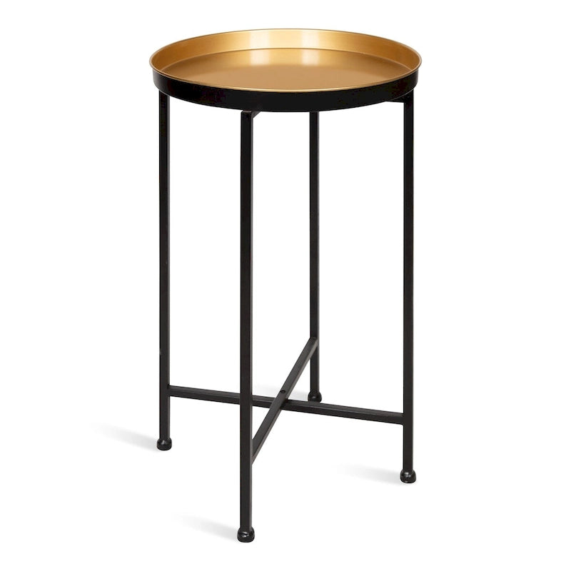 Table d'appoint pliante plateau rond en métal Celia – 14"x14"x25.75"