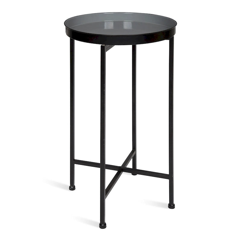 Table d'appoint pliante plateau rond en métal Celia – 14"x14"x25.75"