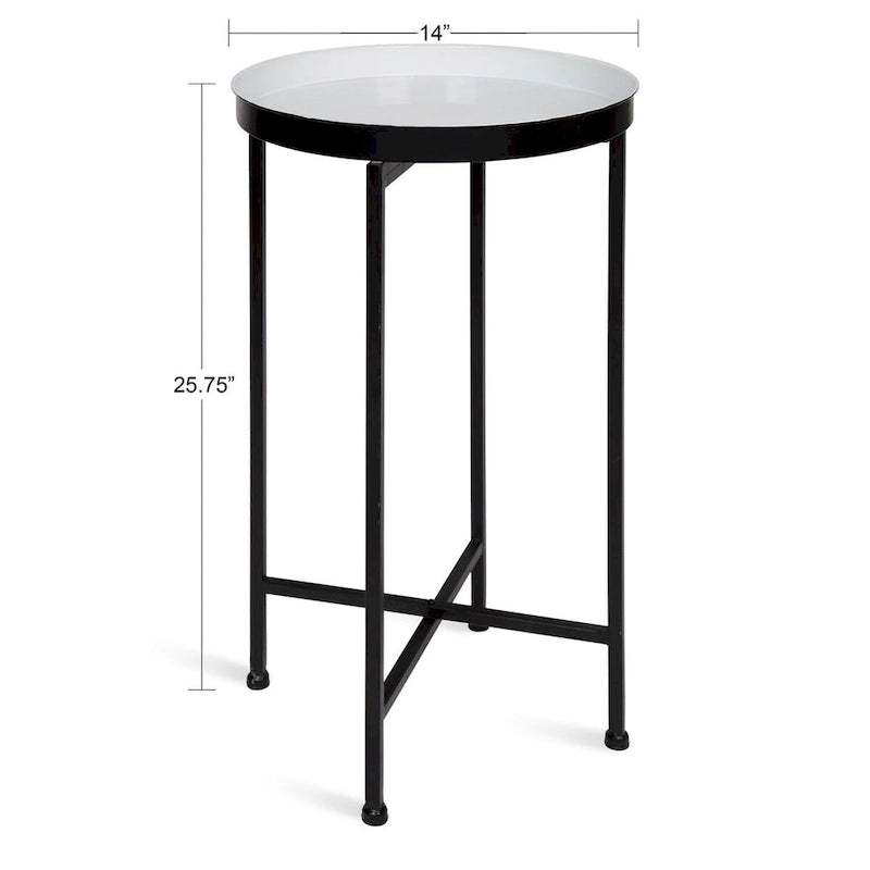 Table d'appoint pliante plateau rond en métal Celia – 14"x14"x25.75"