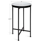 Table d'appoint pliante plateau rond en métal Celia – 14"x14"x25.75"