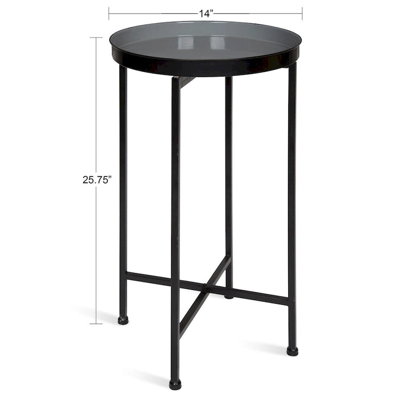 Table d'appoint pliante plateau rond en métal Celia – 14"x14"x25.75"