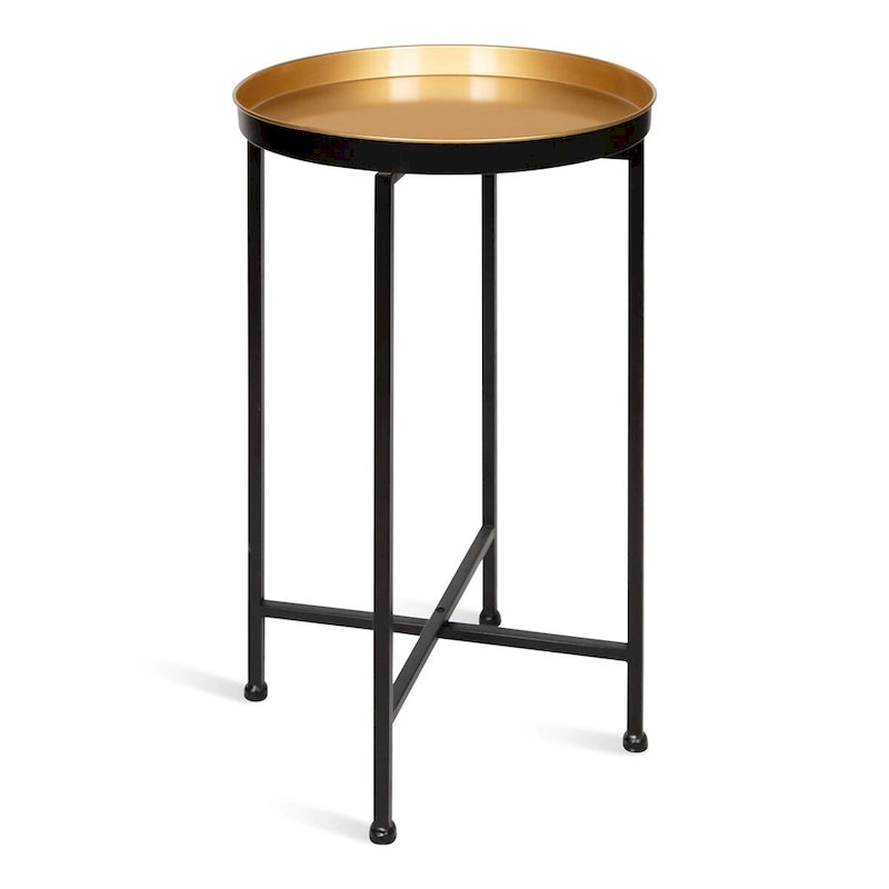 Table d'appoint pliante plateau rond en métal Celia – 14"x14"x25.75"