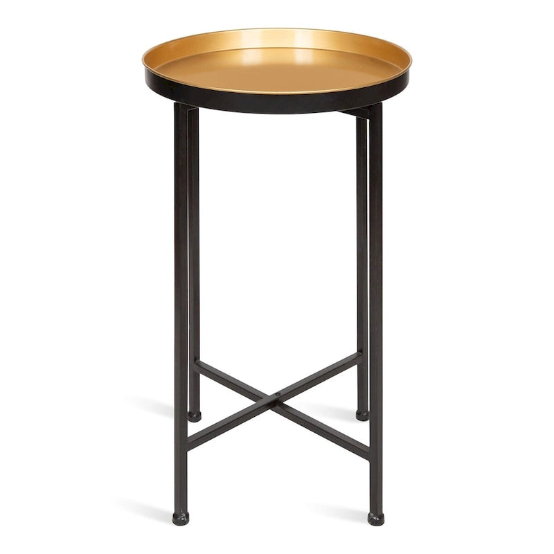 Table d'appoint pliante plateau rond en métal Celia – 14"x14"x25.75"