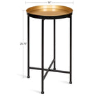Table d'appoint pliante plateau rond en métal Celia – 14"x14"x25.75"
