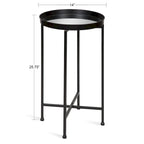 Table d'appoint pliante plateau rond en métal Celia – 14"x14"x25.75"