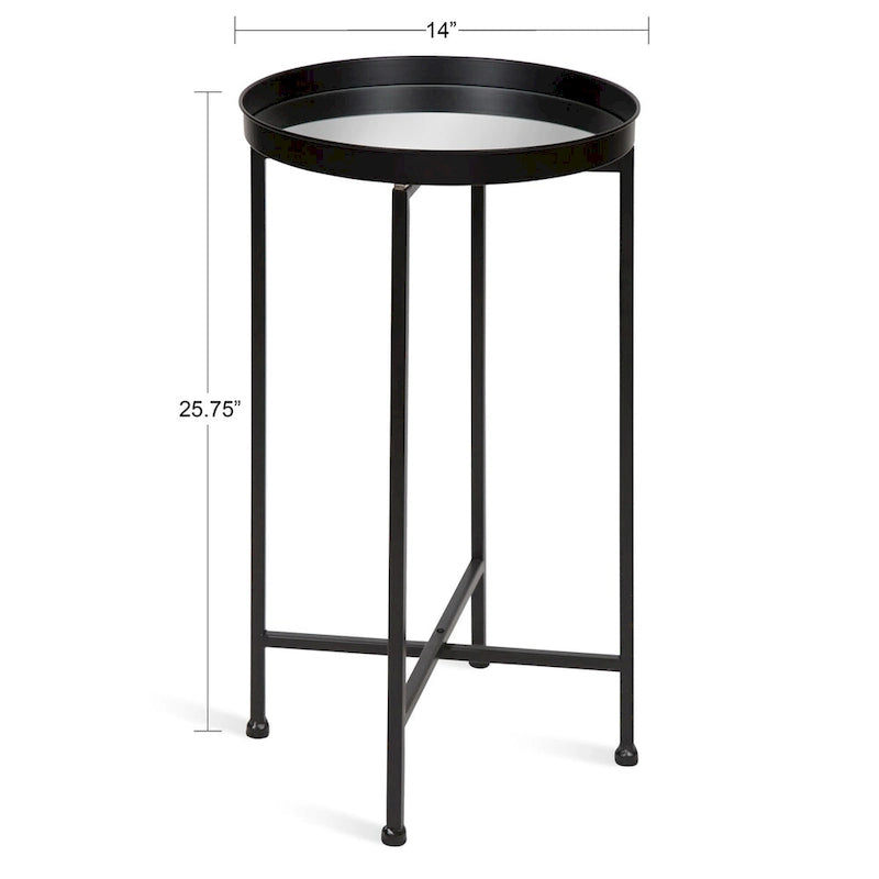 Table d'appoint pliante plateau rond en métal Celia – 14"x14"x25.75"