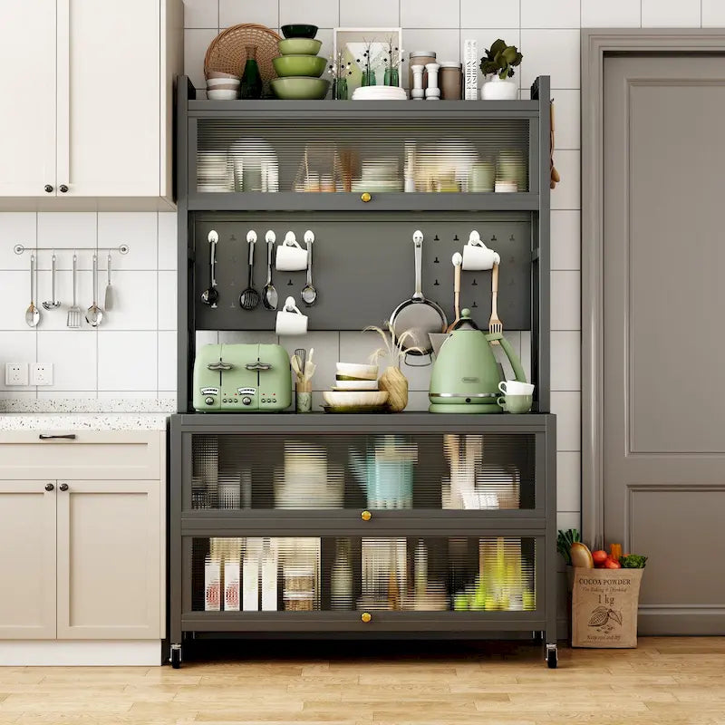 Meubles de rangement de cuisine à roulettes - Étagère de boulangerie, Meuble à micro-ondes, Organisateur de rangement