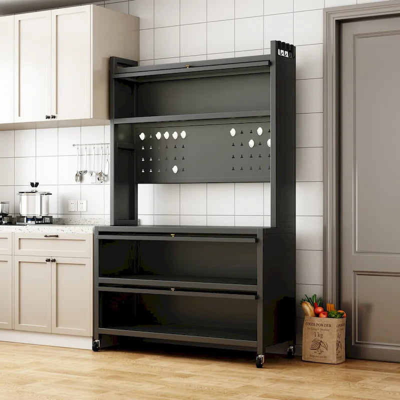 Meubles de rangement de cuisine à roulettes - Étagère de boulangerie, Meuble à micro-ondes, Organisateur de rangement
