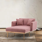 Chaise longue d'intérieur 62 L, Lit de canapé moderne en tissu Teddy pour salon, Chaise longue convertible avec pieds en fer