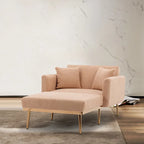 Chaise longue d'intérieur 62 L, Lit de canapé moderne en tissu Teddy pour salon, Chaise longue convertible avec pieds en fer