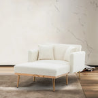Chaise longue d'intérieur 62 L, Lit de canapé moderne en tissu Teddy pour salon, Chaise longue convertible avec pieds en fer