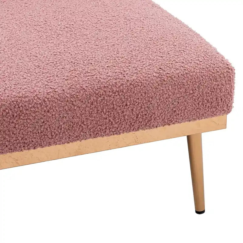 Chaise longue d'intérieur 62 L, Lit de canapé moderne en tissu Teddy pour salon, Chaise longue convertible avec pieds en fer