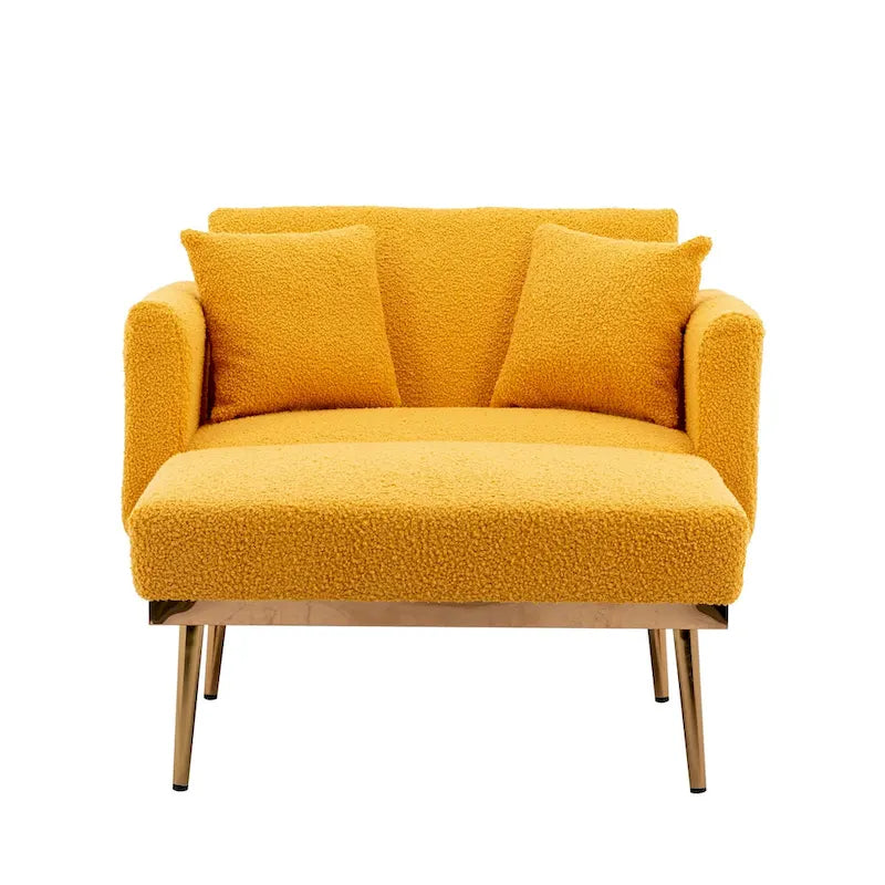 Chaise longue d'intérieur 62 L, Lit de canapé moderne en tissu Teddy pour salon, Chaise longue convertible avec pieds en fer