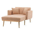 Chaise longue d'intérieur 62 L, Lit de canapé moderne en tissu Teddy pour salon, Chaise longue convertible avec pieds en fer