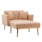 Chaise longue d'intérieur 62 L, Lit de canapé moderne en tissu Teddy pour salon, Chaise longue convertible avec pieds en fer