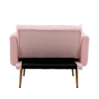 Chaise longue d'intérieur 62 L, Lit de canapé moderne en tissu Teddy pour salon, Chaise longue convertible avec pieds en fer