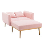 Chaise longue d'intérieur 62 L, Lit de canapé moderne en tissu Teddy pour salon, Chaise longue convertible avec pieds en fer