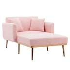 Chaise longue d'intérieur 62 L, Lit de canapé moderne en tissu Teddy pour salon, Chaise longue convertible avec pieds en fer