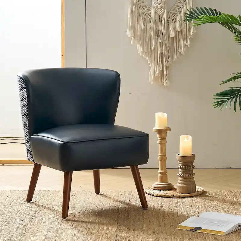 Fauteuil d'appoint Mid-Century Modern – Pieds effilés en bois massif, 4 couleurs