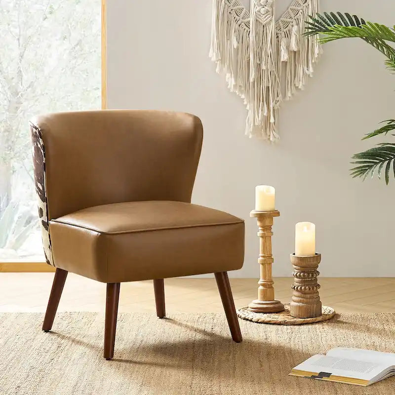 Fauteuil d'appoint Mid-Century Modern – Pieds effilés en bois massif, 4 couleurs