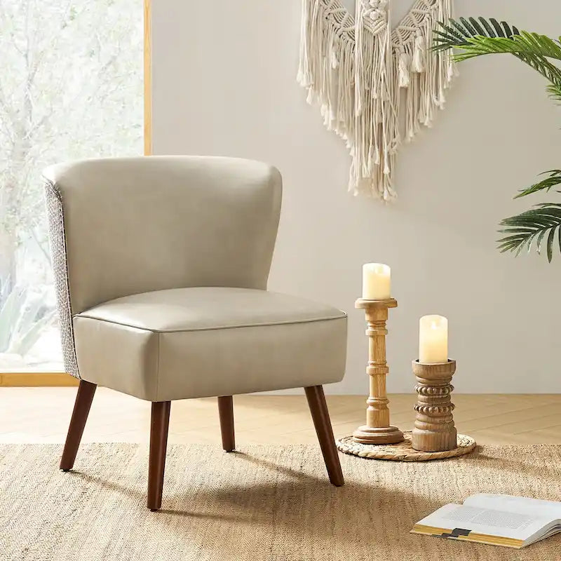 Fauteuil d'appoint Mid-Century Modern – Pieds effilés en bois massif, 4 couleurs