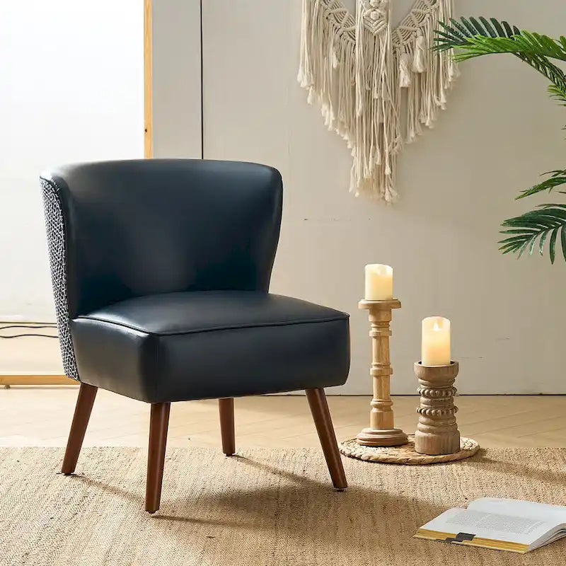 Fauteuil d'appoint Mid-Century Modern – Pieds effilés en bois massif, 4 couleurs